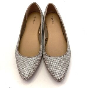 Torrid Rhinestone Flats Pointed Toe Womens 12 Silver Embellished Ballet